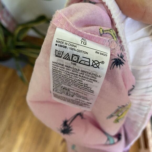 Gap Dreamer Print Poplin Pajamas Women’s XL Pink Cars Flowers Cotton Drawstring - Picture 8 of 8